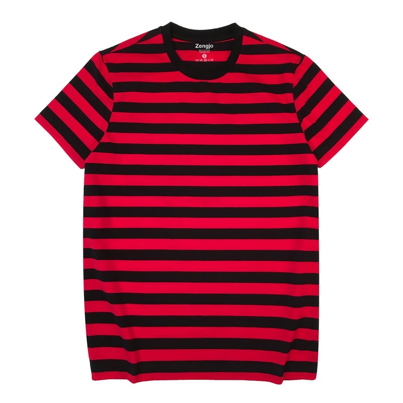 Zengjo Red and Black Striped Shirt Men(XS,Black&Red WD) - Image 1
